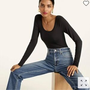 J. Crew Black Long Sleeve Bodysuit Sz Small